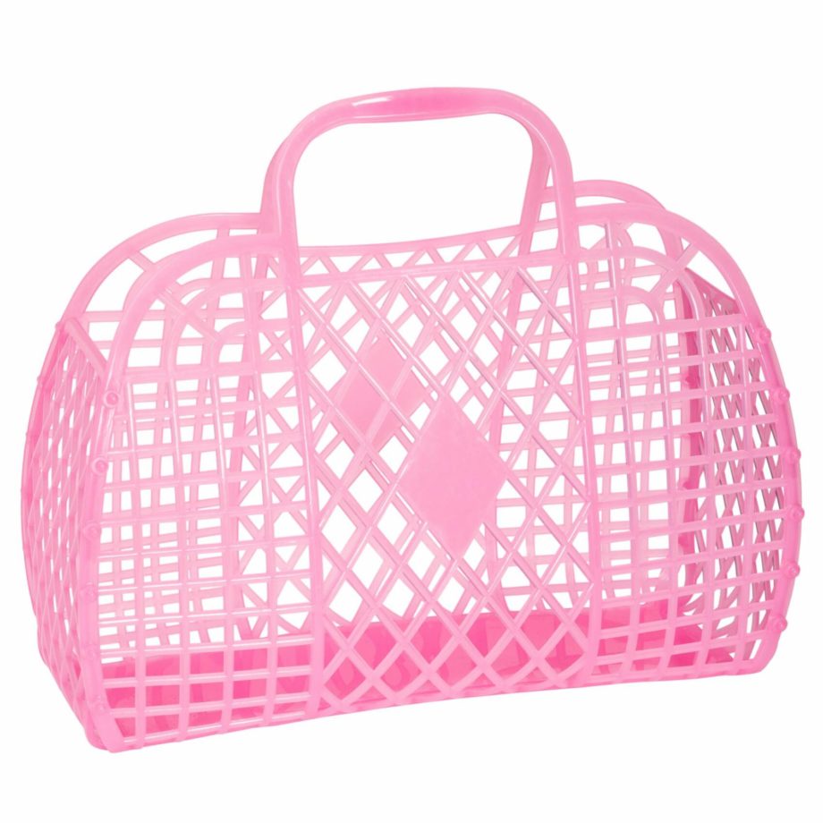 SUN JELLIES | LARGE RETRO BASKET NEON PINK