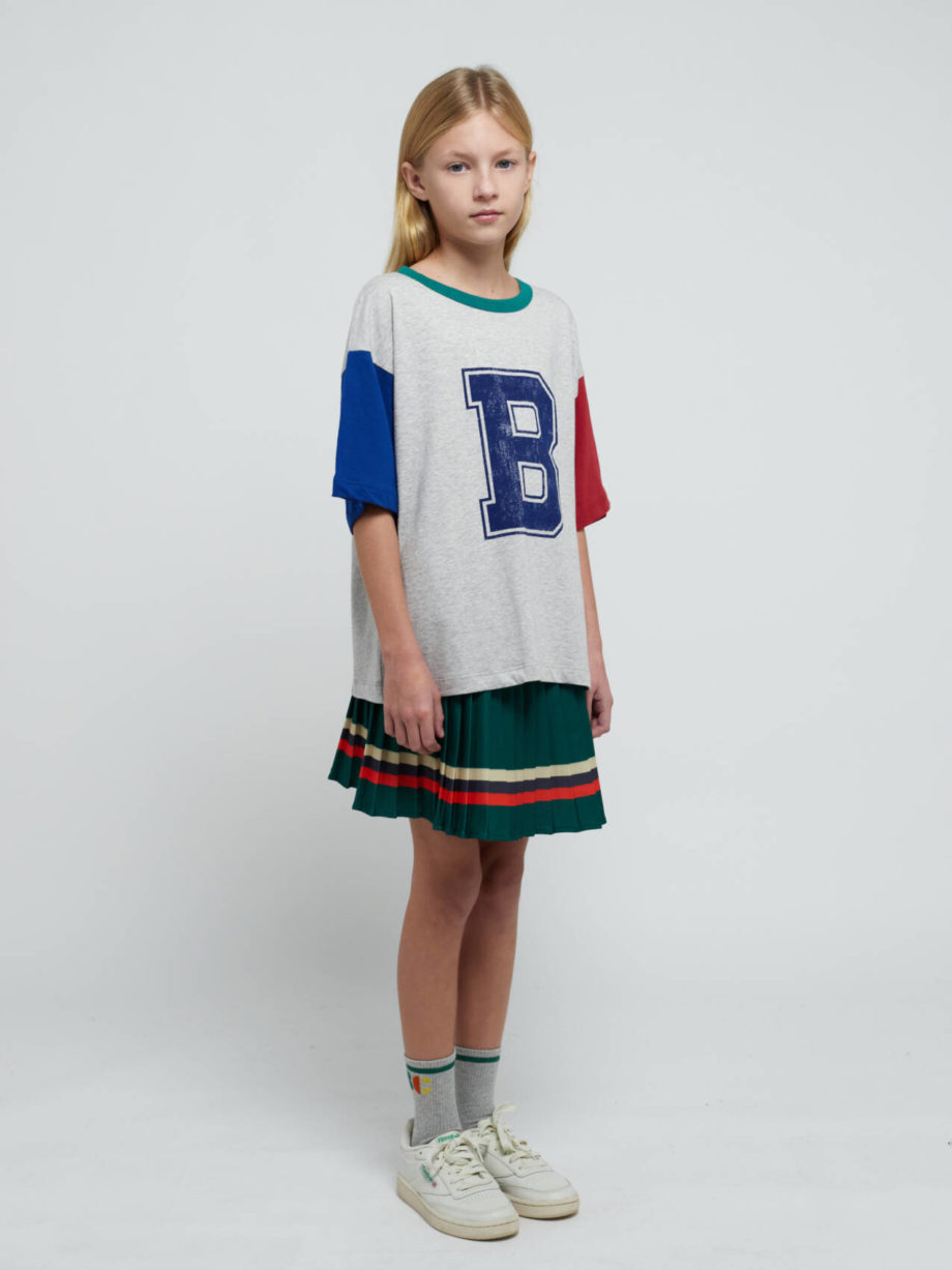BOBO CHOSES | Stripes pleated woven skirt dark grey