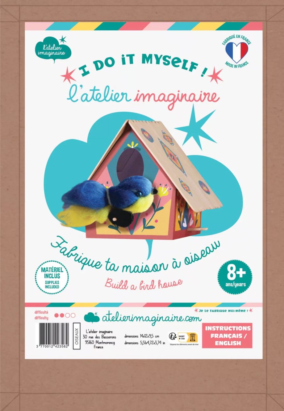 L’ATELIER IMAGINAIRE | Kit Maison à oiseaux à fabriquer - Kit bricolage/activité