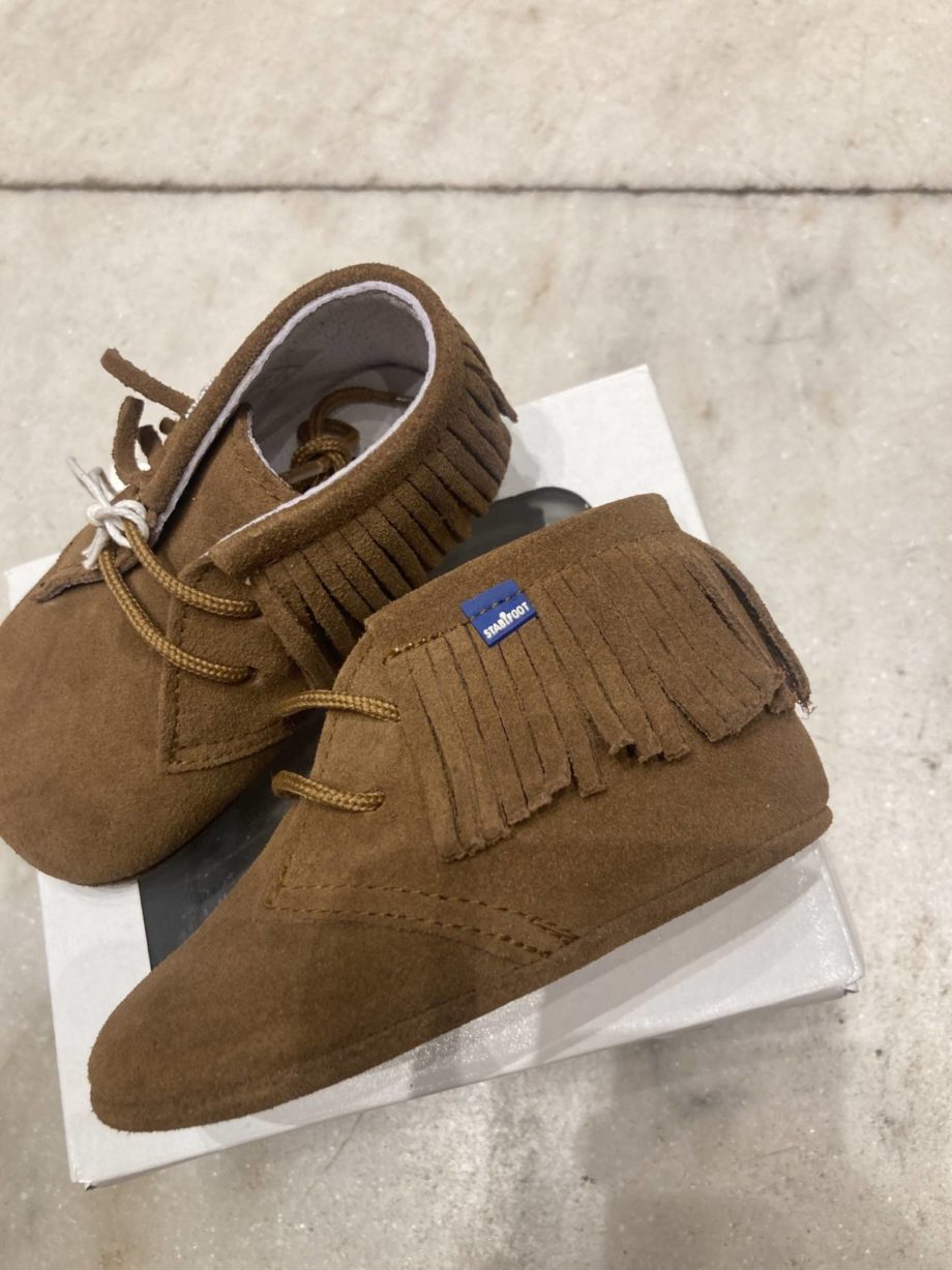 STABIFOOT | chaussons habillés daim camel avec franges