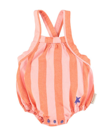 PIUPIUCHICK BABY | baby romper | orange & pink stripes