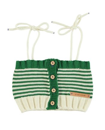 PIUPIUCHICK | knitted top w/ straps | ecru & green stripes