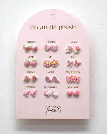 YUKO B | PACK DE 12 BOUCLES D'OREILLES ROSE