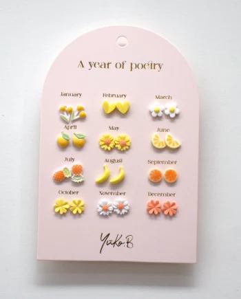YUKO B | PACK DE 12 BOUCLES D'OREILLES JAUNE
