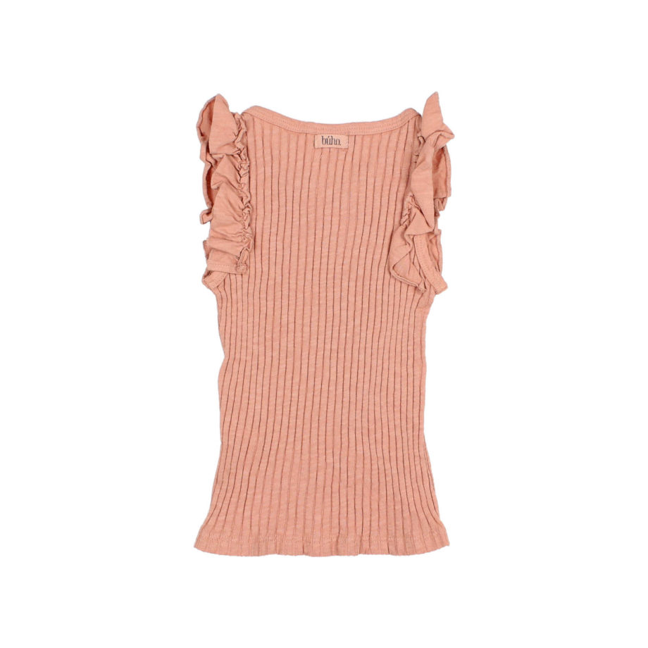 BUHO BARCELONA | RIB RUFFLE T-SHIRT rose clay