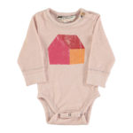 PIUPIUCHICK BABY |  Baby long sleeve body | Light pink w/ multicolor house print