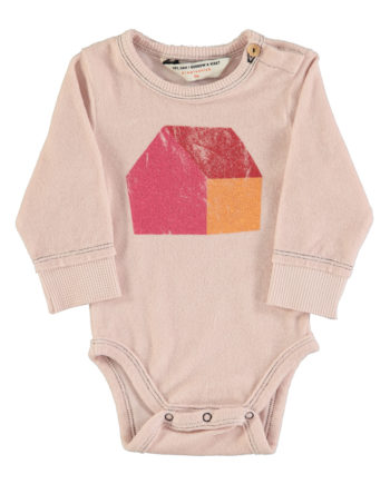PIUPIUCHICK BABY |  Baby long sleeve body | Light pink w/ multicolor house print