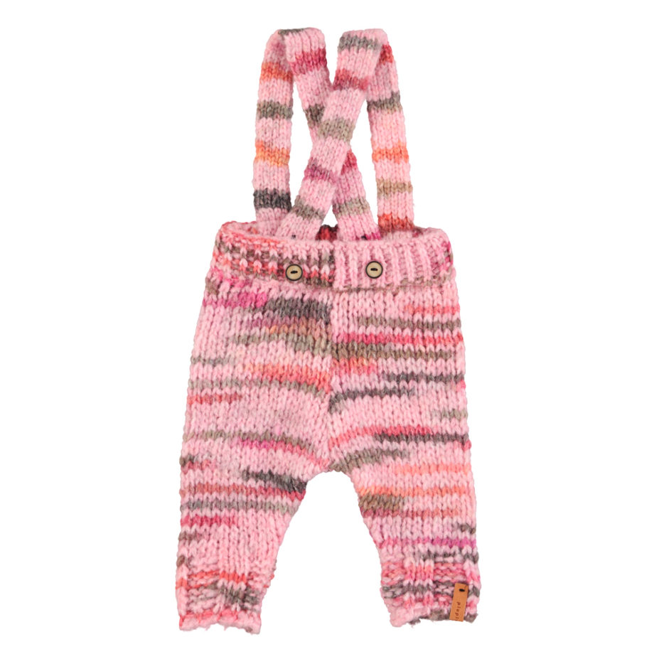 PIUPIUCHICK BABY | Knitted baby trousers w/ straps | Multicolor pink