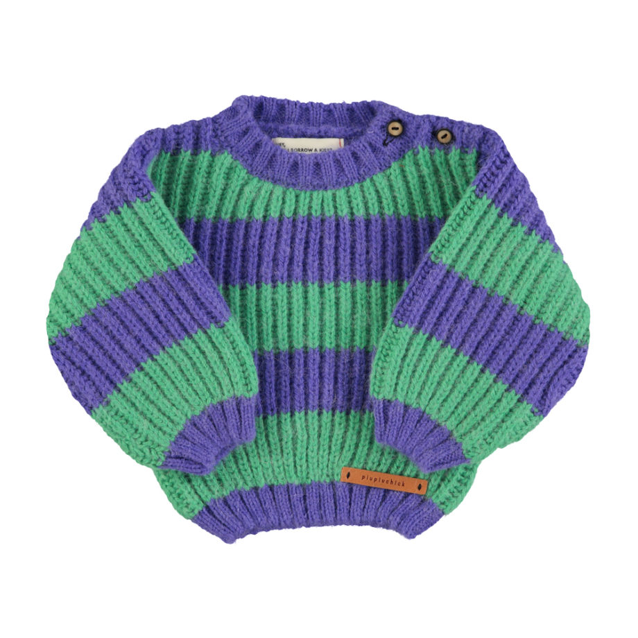 PIUPIUCHICK BABY | Knitted sweater | Green & purple stripes