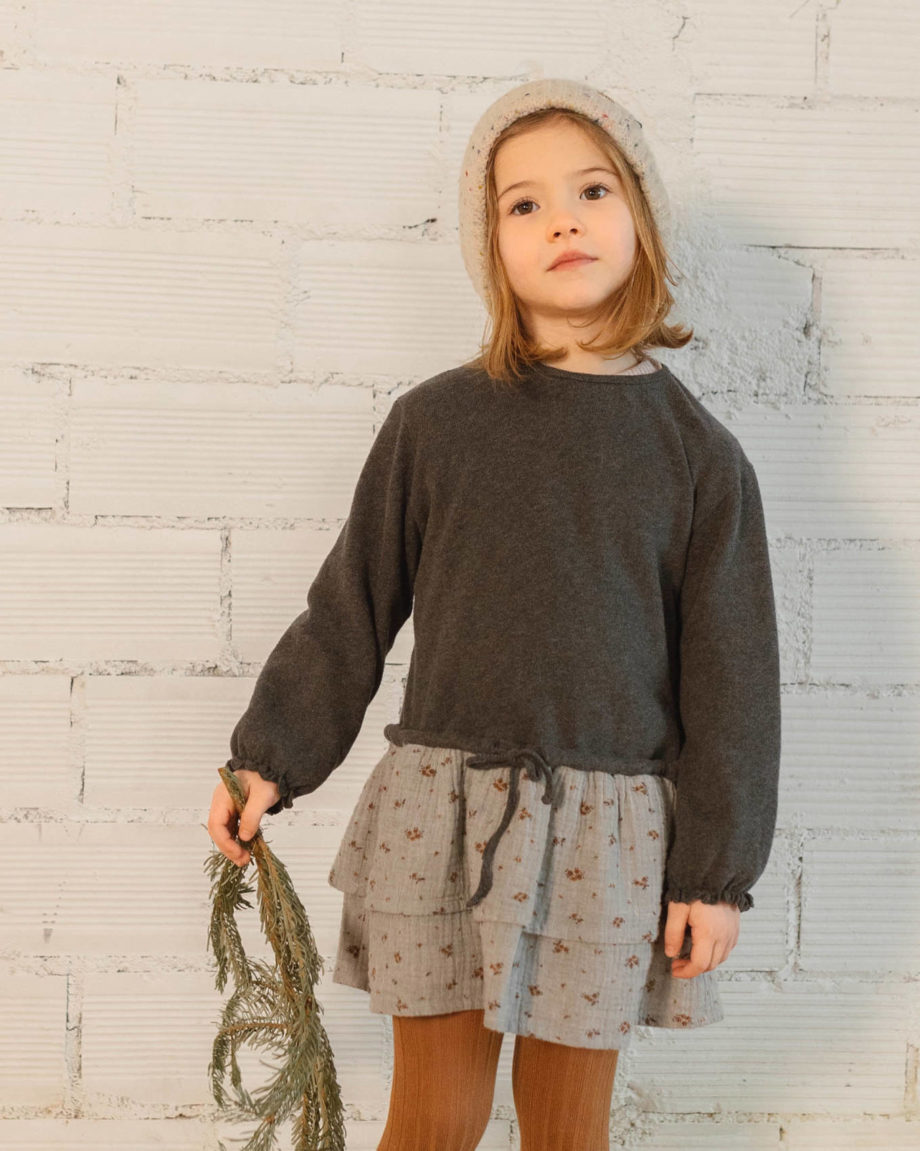 BUHO BARCELONA | ROMANCE COMBI DRESS ANTHRACITE