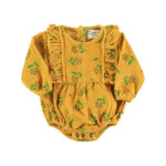 PIUPIUCHICK BABY | BABY LONG SLEEVE ROMPER YELLOW MUSTARD FLOWERS