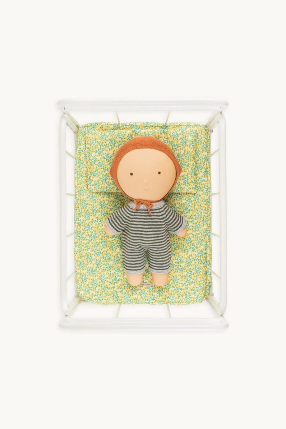 GOMMU | Berceau métallique blanc avec matelas et draps