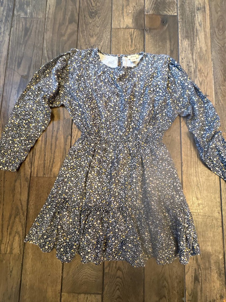 SECOND LIFE | BELLEROSE ROBE COURTE FLEURIE ANTHRACITE 10 Ans