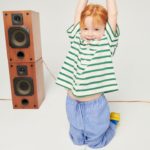 AMERICAN VINTAGE | Pantalon enfant Zatybay RAYURES AQUA