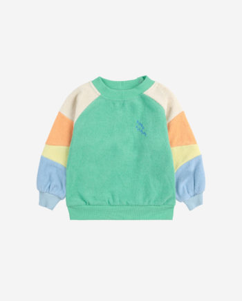 BOBO CHOSES BABY | Green color block terry cloth sweatshirt