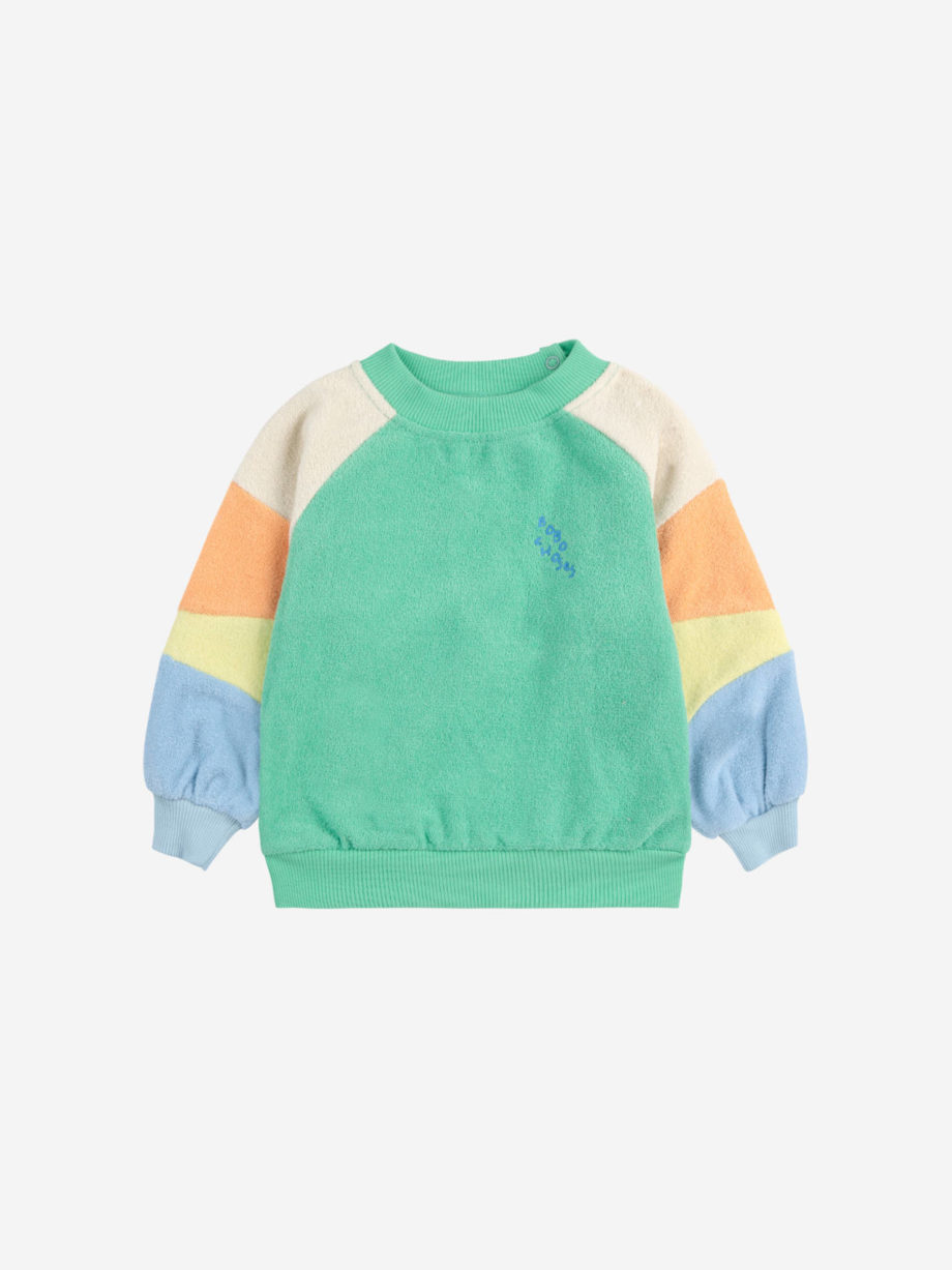 BOBO CHOSES BABY | Green color block terry cloth sweatshirt