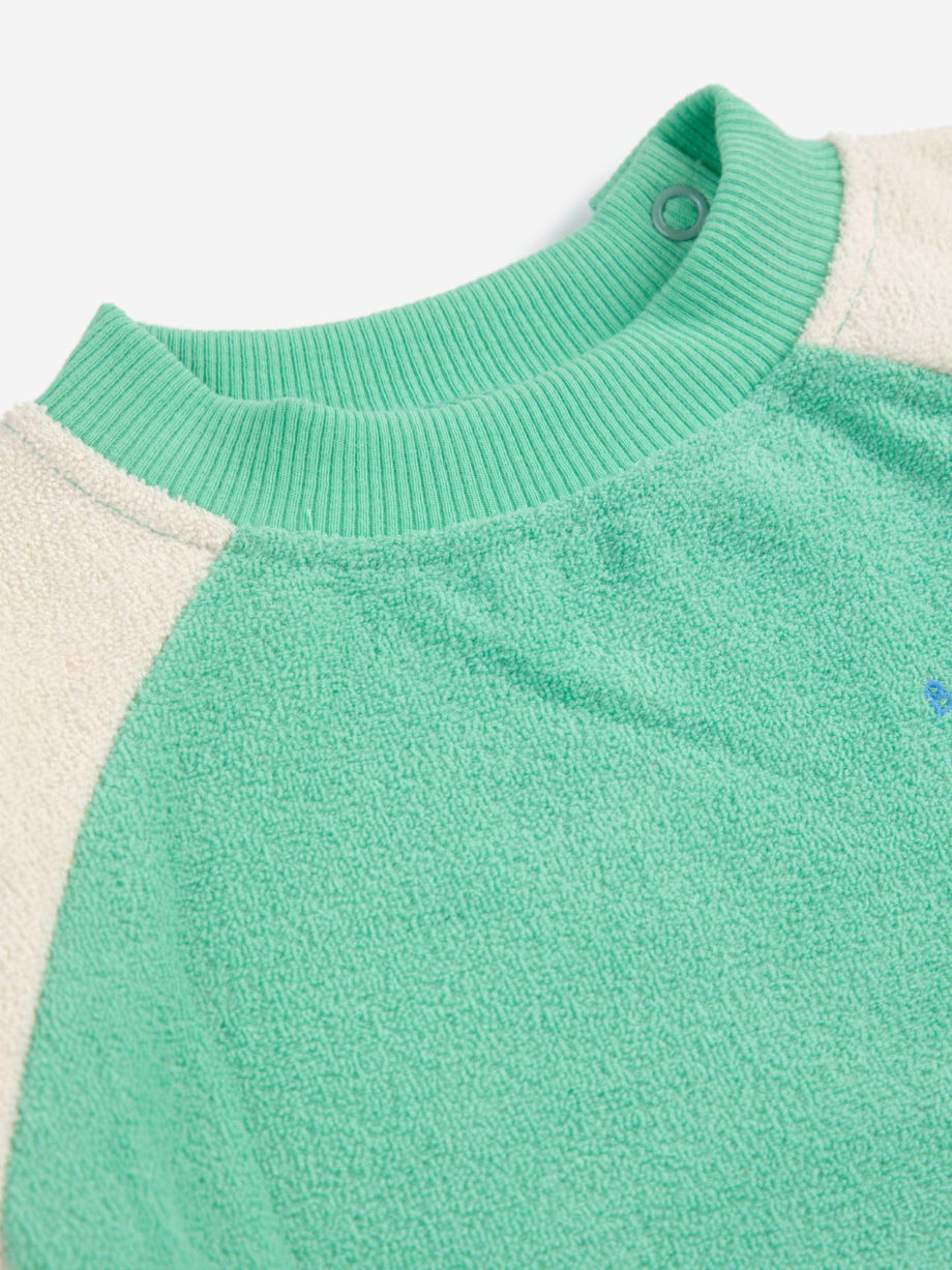 BOBO CHOSES BABY | Green color block terry cloth sweatshirt