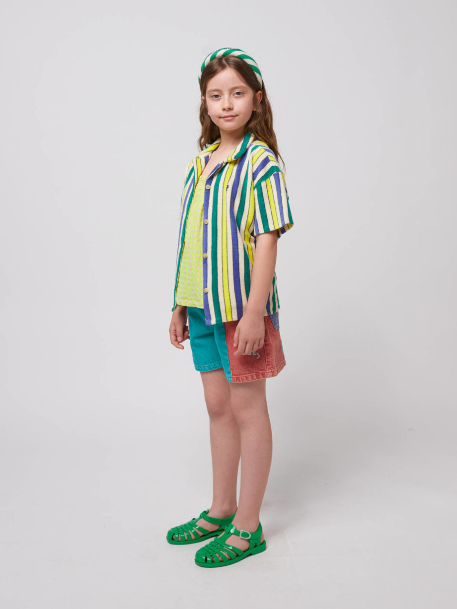 BOBO CHOSES | Multicolor Stripes terry cloth shirt OFFWHITE
