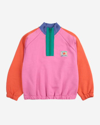 BOBO CHOSES | Smiling color block 1/4 zipped sweatshirt