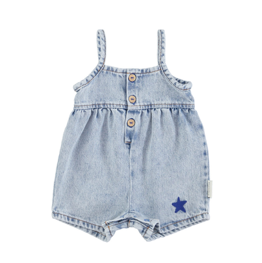 PIUPIUCHICK BABY | baby short dungarees | washed blue denim