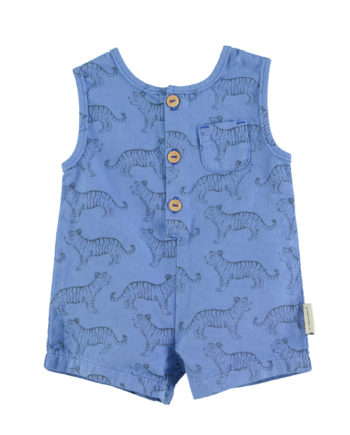 PIUPIUCHICK BABY | baby short jumpsuit | blue w/ black tigers
