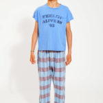 PIUPIUCHICK | t-shirt | blue w/ "feelin' alive" print