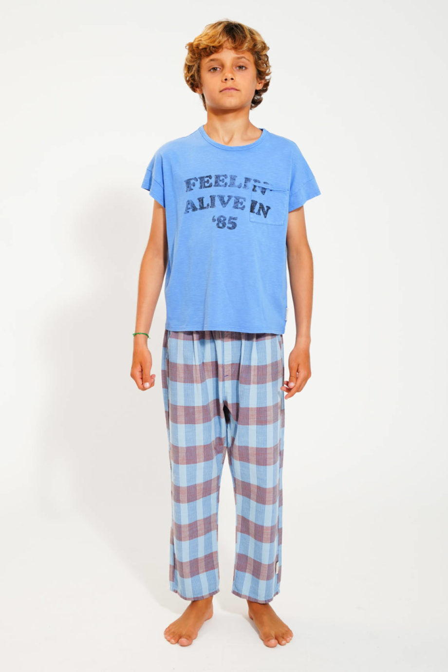 PIUPIUCHICK | t-shirt | blue w/ "feelin' alive" print