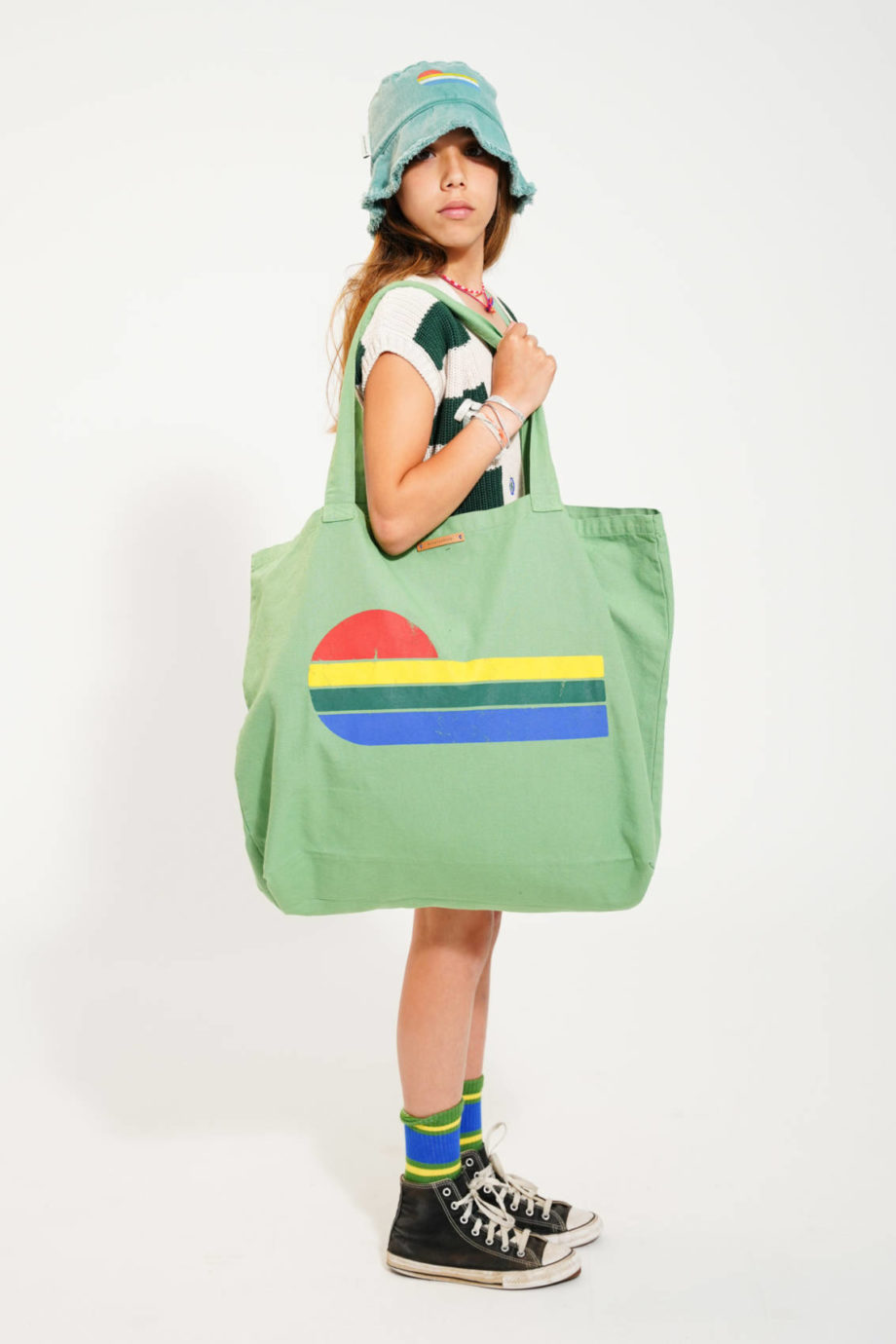 PIUPIUCHICK | XL bag | green w/ multicolor wave print