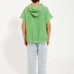 PIUPIUCHICK | sleeveless hooded sweatshirt | green w/ multicolor "camp" print