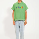 PIUPIUCHICK | sleeveless hooded sweatshirt | green w/ multicolor "camp" print