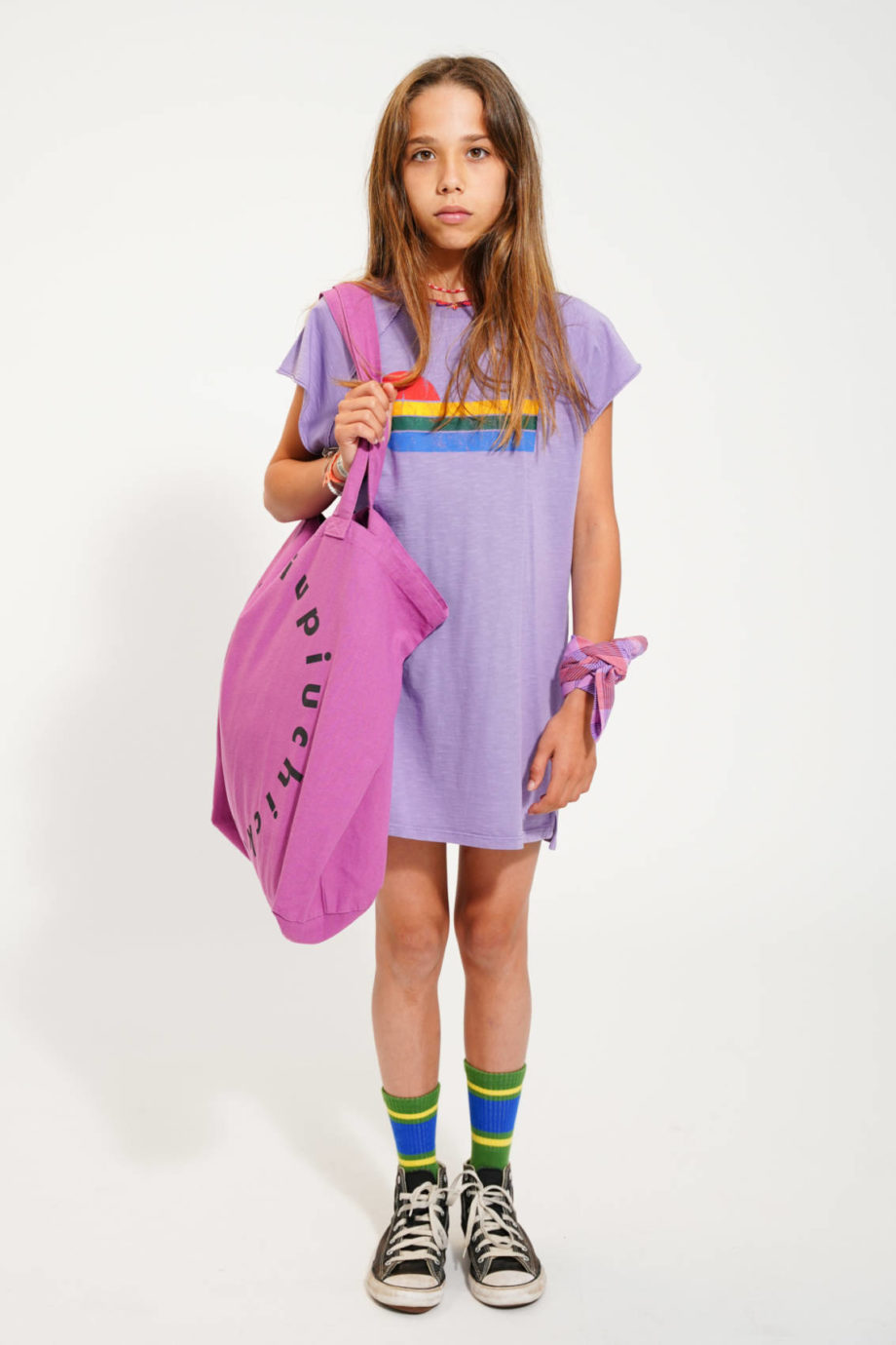 PIUPIUCHICK | t-shirt dress | purple w/ multicolor wave print