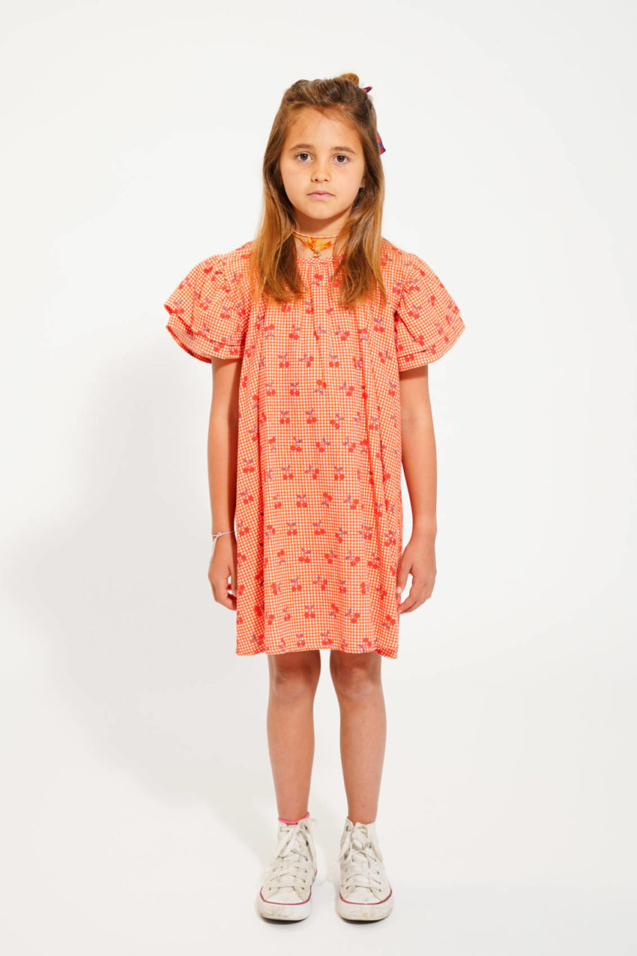 PIUPIUCHICK | short dress | red and white checkered w/ cherries