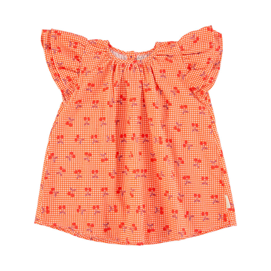 PIUPIUCHICK | short dress | red and white checkered w/ cherries