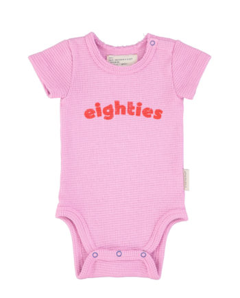 PIUPIUCHICK BABY | short sleeve bodysuit | lavender w/ "eighties" print