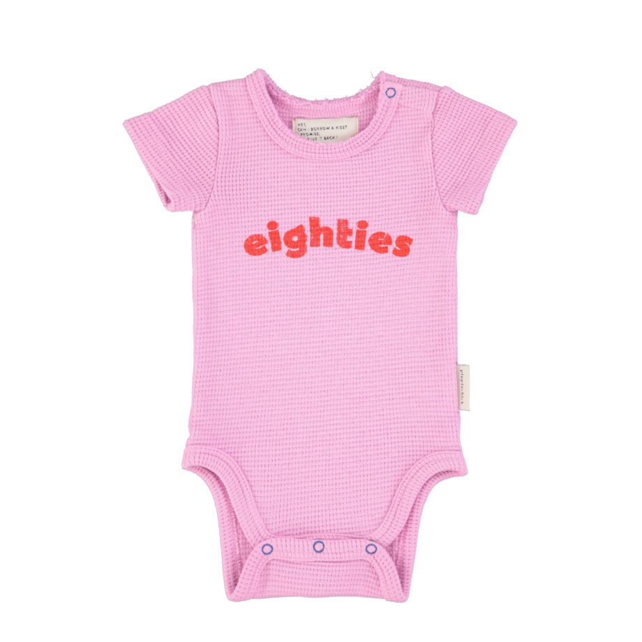 PIUPIUCHICK BABY | short sleeve bodysuit | lavender w/ "eighties" print