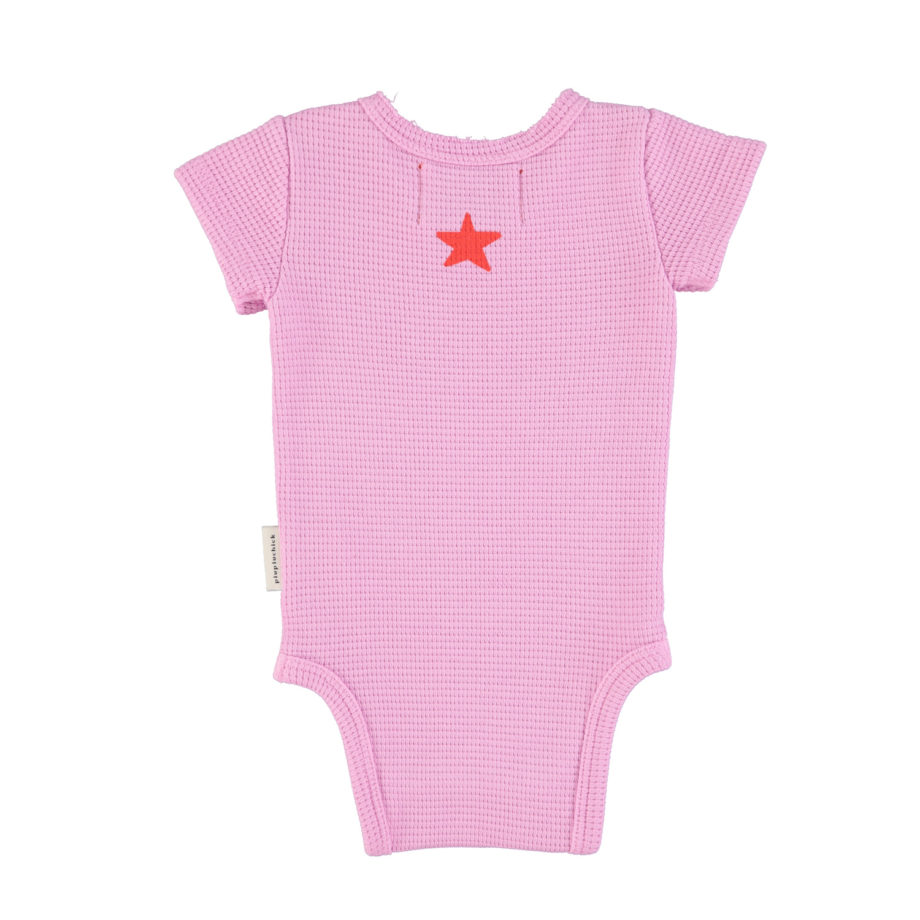 PIUPIUCHICK BABY | short sleeve bodysuit | lavender w/ "eighties" print
