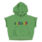 PIUPIUCHICK | sleeveless hooded sweatshirt | green w/ multicolor "camp" print