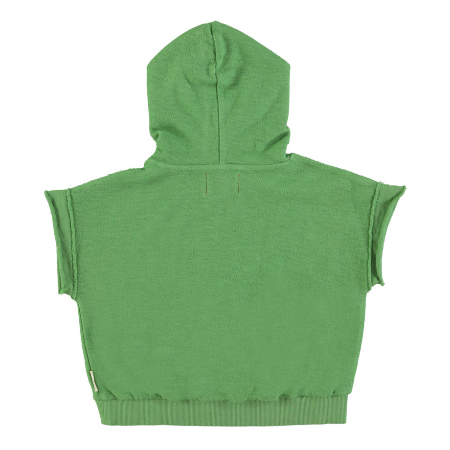 PIUPIUCHICK | sleeveless hooded sweatshirt | green w/ multicolor "camp" print