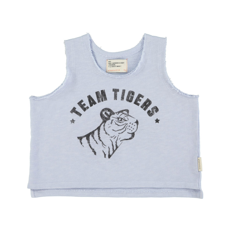PIUPIUCHICK | sleeveless t´shirt | light blue w/ tiger print