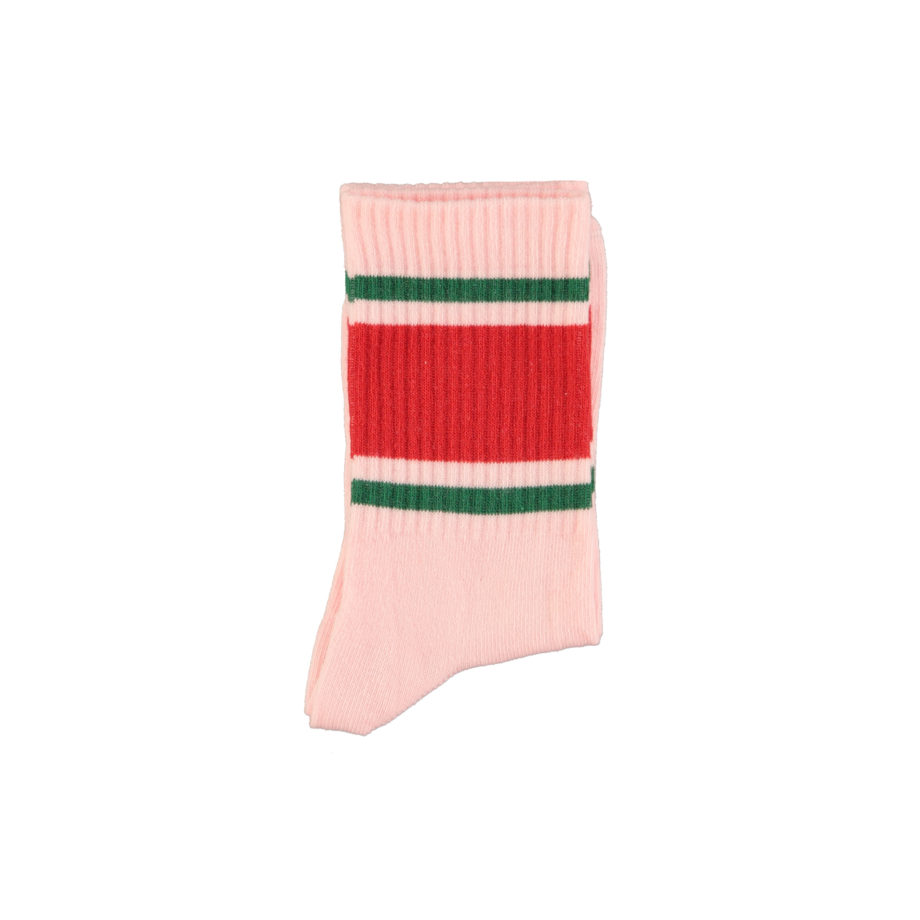 PIUPIUCHICK | socks | pink w/ red & green stripes