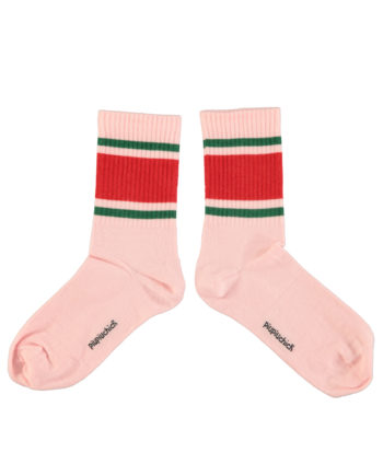 PIUPIUCHICK | socks | pink w/ red & green stripes