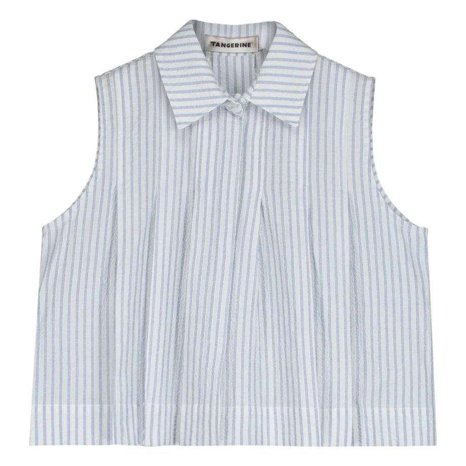 TANGERINE | Blouse rayée White/ light blue