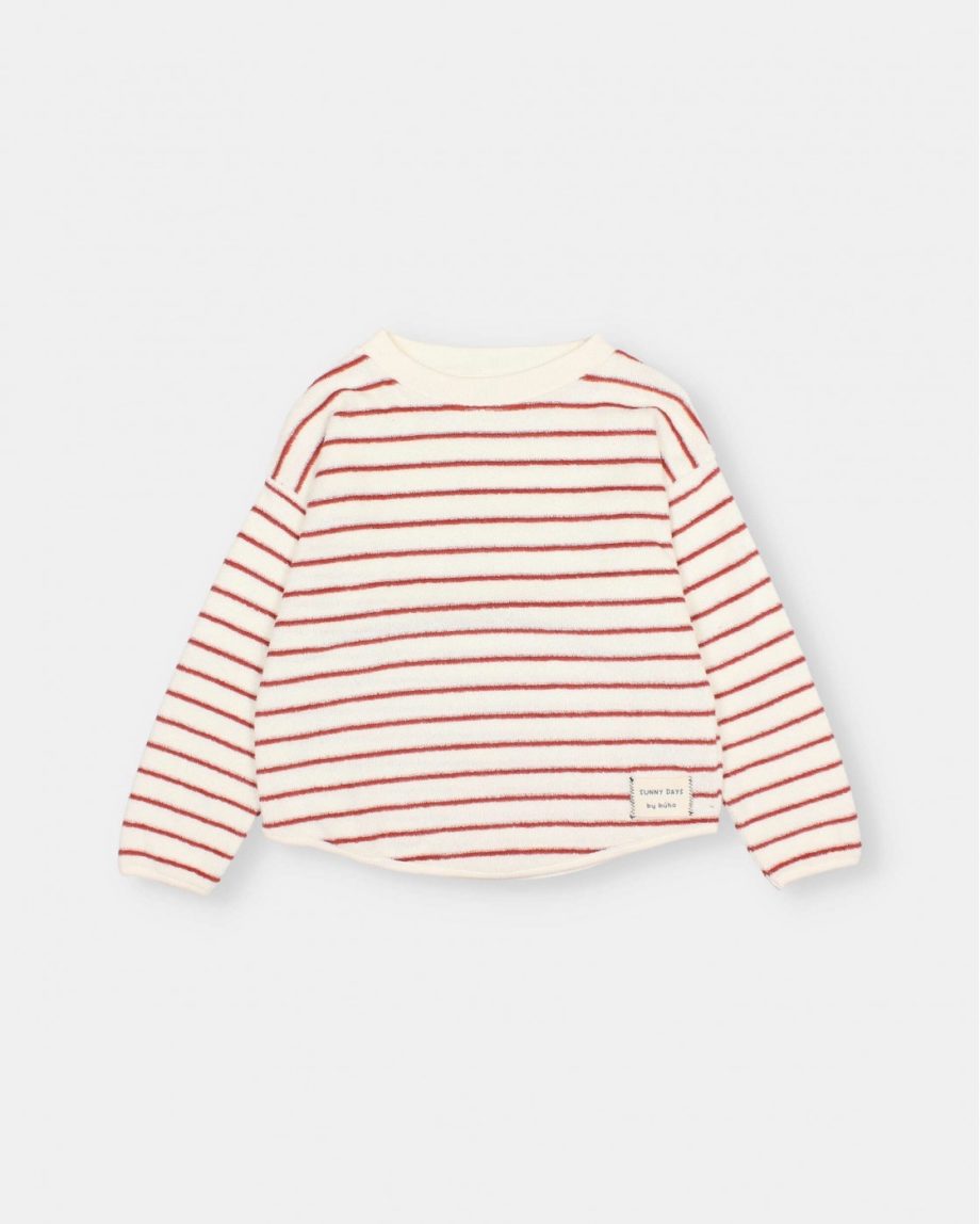 BÚHO | Terry sweat-shirt rayé Argile