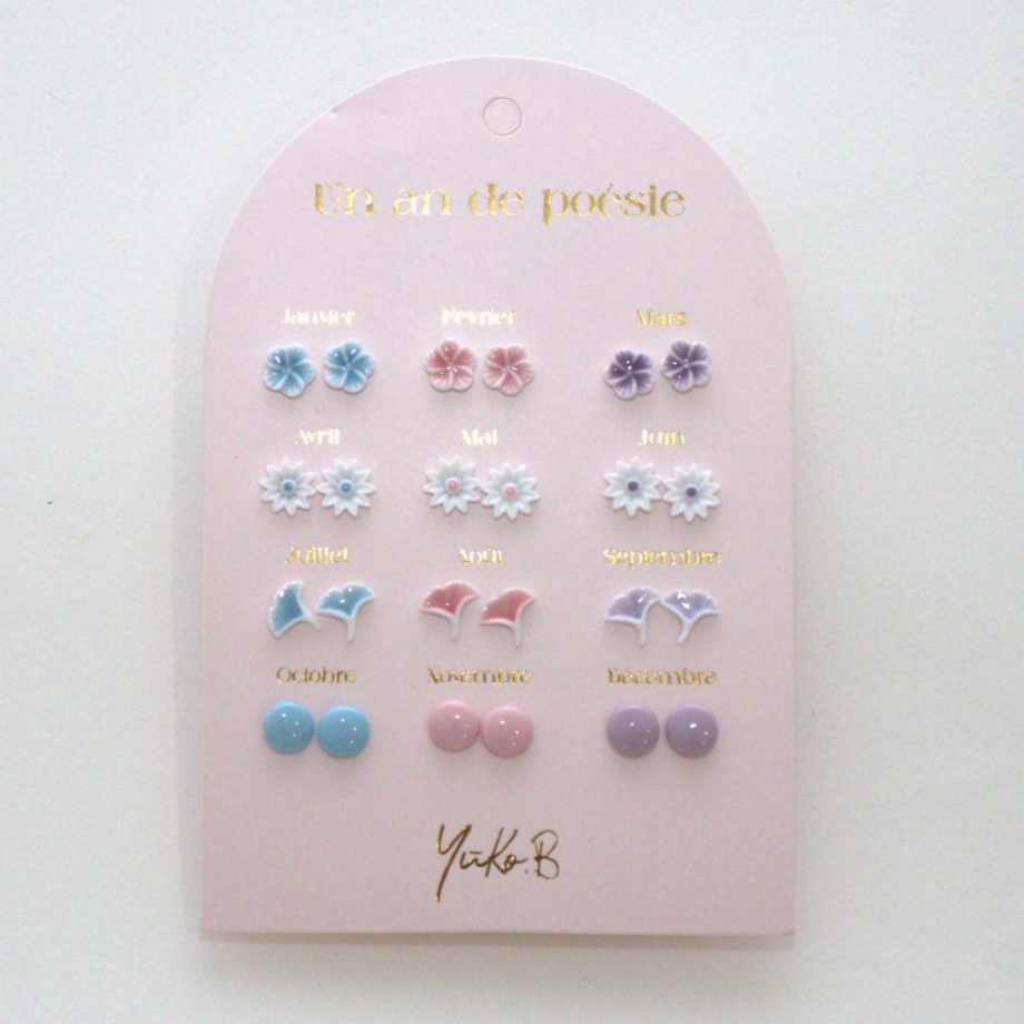 YUKO B | PACK DE 12 BOUCLES D'OREILLES PASTEL