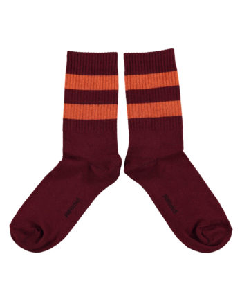 PIUPIUCHICK |  Socks | Bordeaux w/ orange stripes
