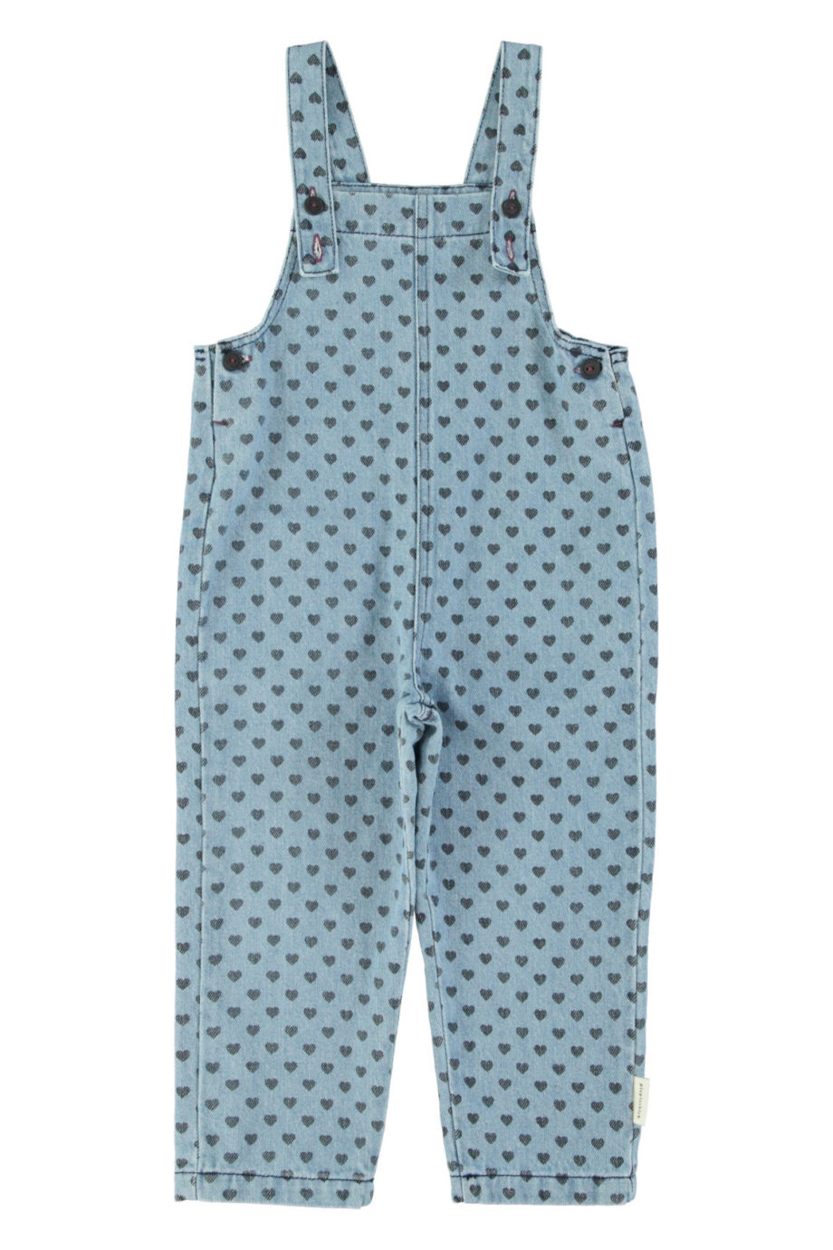 PIUPIUCHICK |  Dungarees | Washed blue denim w/ black hearts