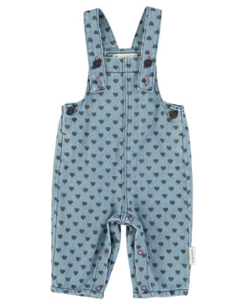 PIUPIUCHICK BABY |  Dungarees | Washed blue denim w/ black hearts