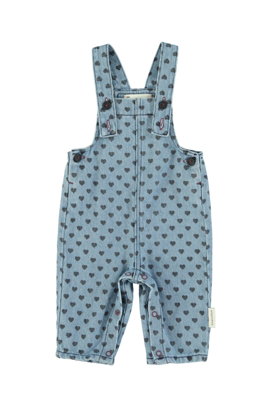 PIUPIUCHICK BABY |  Dungarees | Washed blue denim w/ black hearts