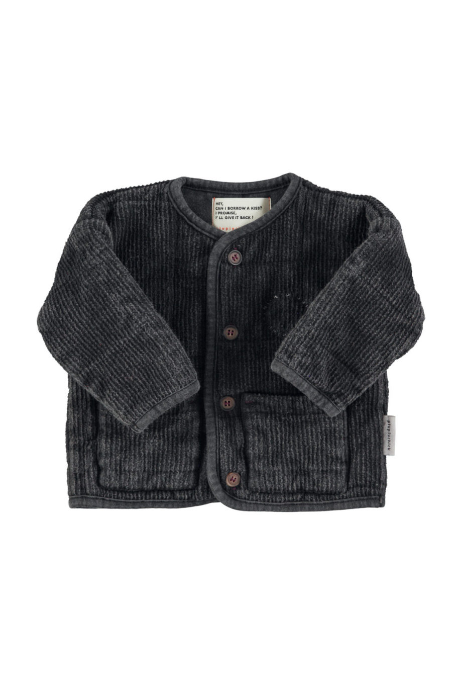 PIUPIUCHICK | Paded jacket | Washed black w/ "rock star" print