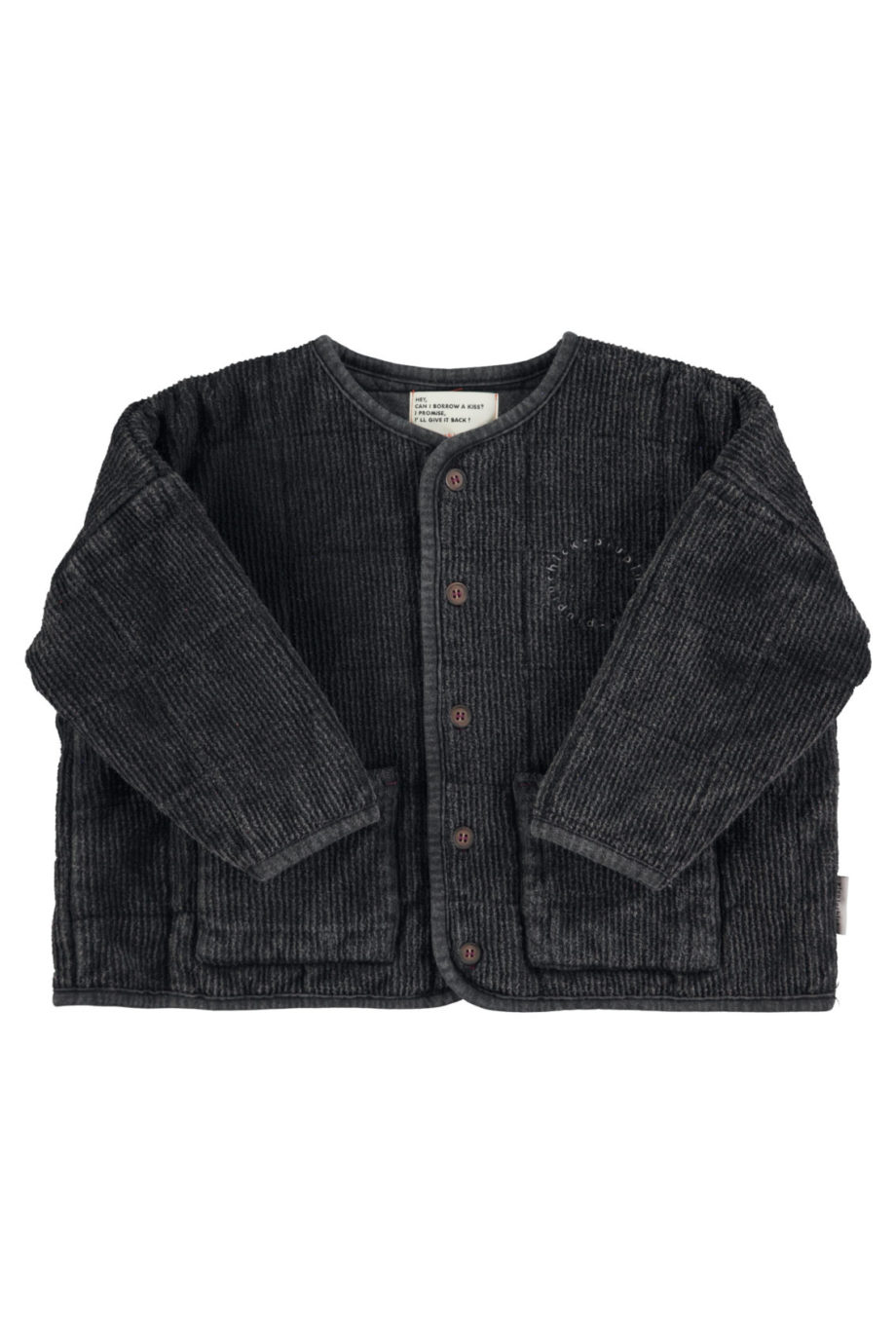 PIUPIUCHICK | Paded jacket | Washed black w/ "rock star" print
